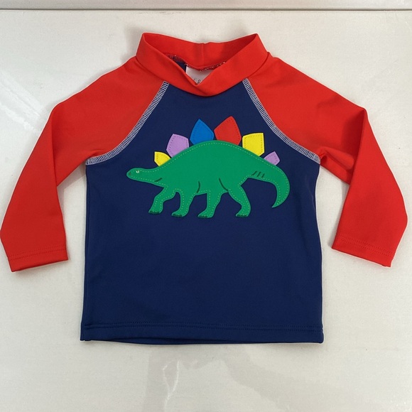 NWT 🦕 Baby Boden Deep Sea Dinosaur Long Sleeve Rash Guard Shirt Sun Safe 3-6M - Picture 6 of 6